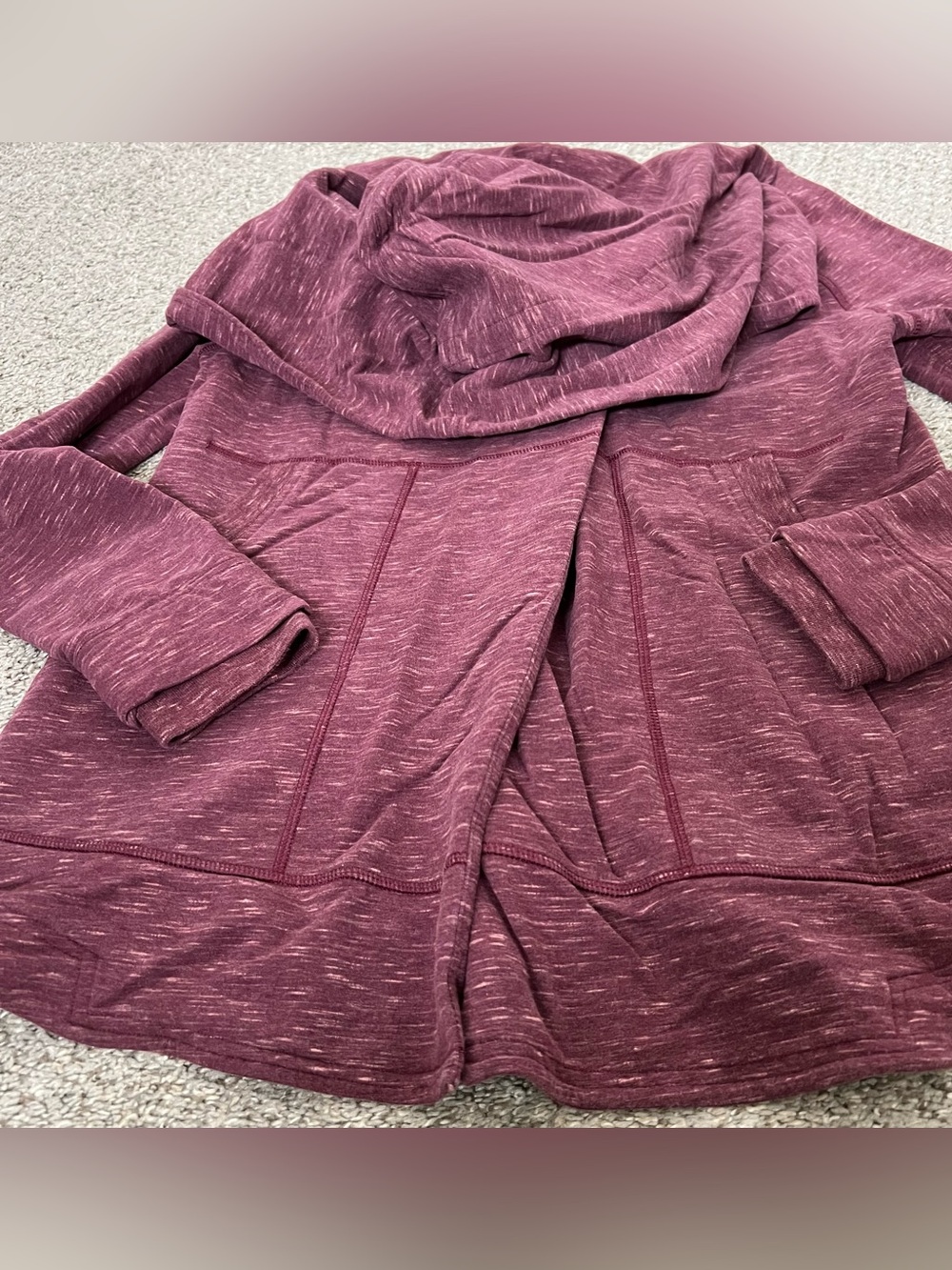 lululemon athletica Cotton Blnd Marled Open-Front Cardigan - Wineberry Size 6